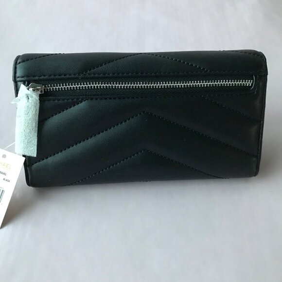 Michael Kors Jet Set Travel LG Trifold Women's Wallet - Black MSRP $328 - Picture 2 of 14